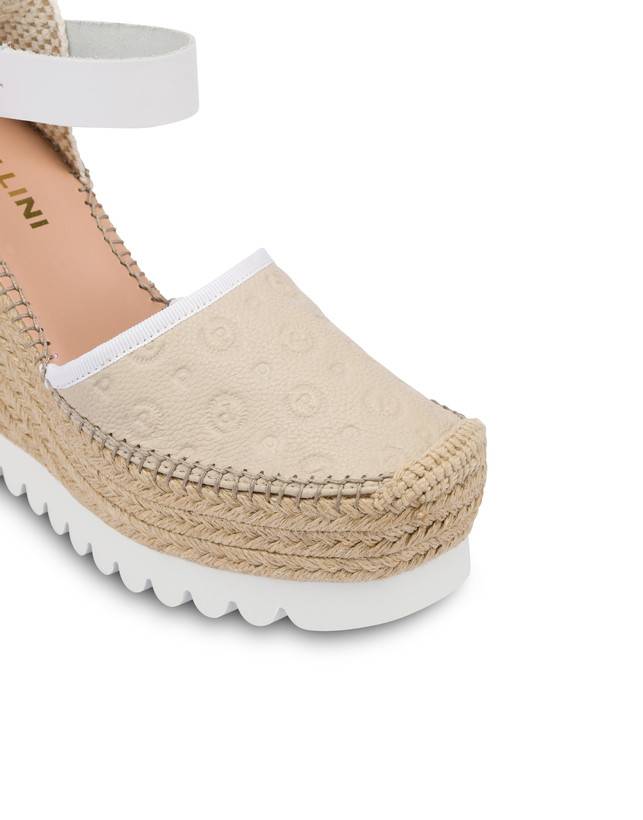 Pollini Sandali Con Zeppa Espadrillas Heritage Logo Embossed Avorio Consegna Veloce