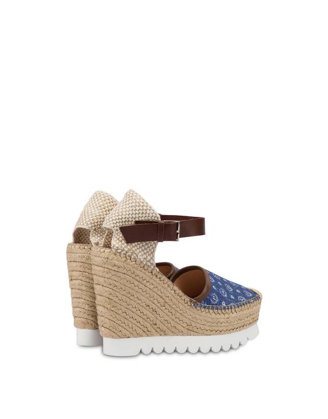 Pollini Sandali Con Zeppa Espadrillas Heritage Denim Jacquard Blu/marrone Fino Al -60%