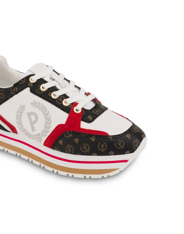 Pollini Sneakers In Vitello Heritage Forever Nero/rosso/bianco Shopping Online