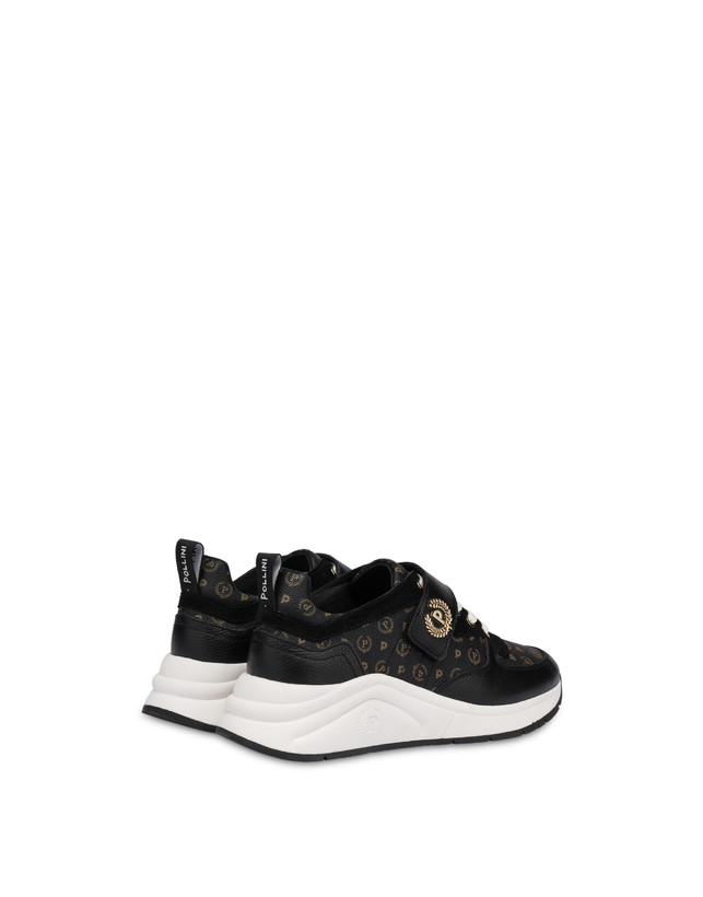 Pollini Sneakers In Vitello E Pvc Logo Heritage Nero/nero Economico