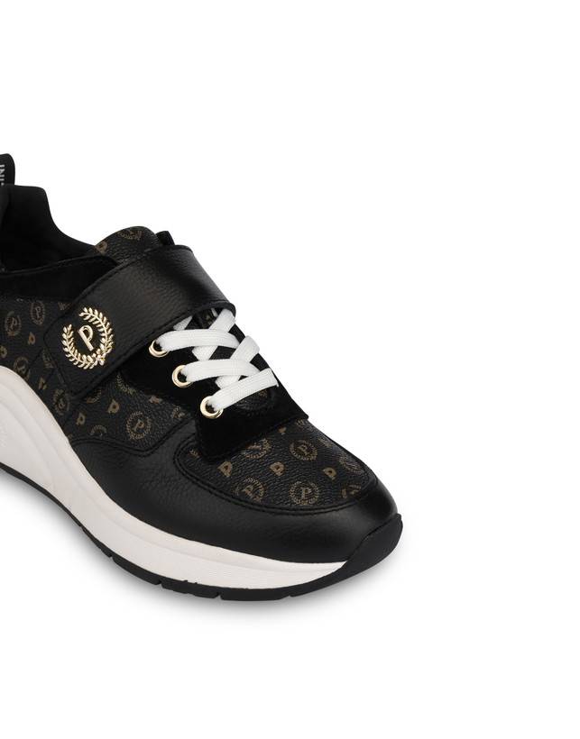 Pollini Sneakers In Vitello E Pvc Logo Heritage Nero/nero Economico
