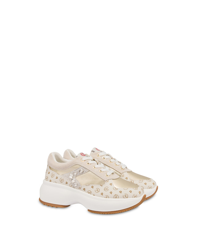 Pollini Sneakers Con Pietre E Strass Forever Avorio/platino Online