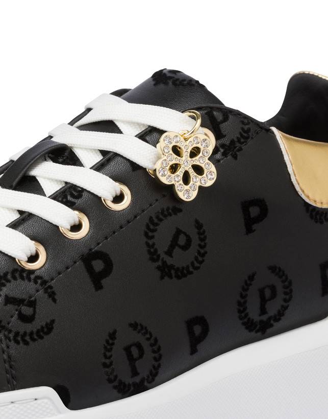 Pollini Sneakers Con Charm Heritage Flock Nero/nero Saldi