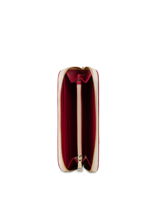 Pollini Portafoglio Zip Around Heritage 70th Anniversary Avorio/rosso Vendita Economica