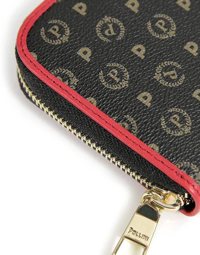 Pollini Portafoglio Zip Around Heritage Logo Classic Nero/lacca Moda