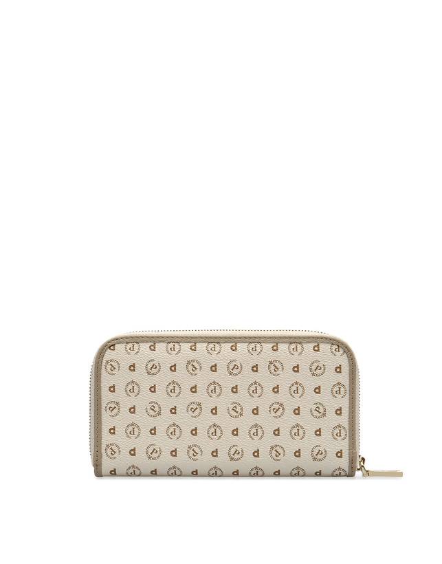 Pollini Portafoglio Zip Around Heritage Logo Classic Avorio/ghiaccio In Linea