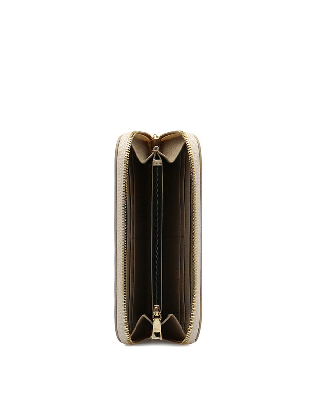 Pollini Portafoglio Zip Around Heritage Logo Classic Avorio/ghiaccio In Linea