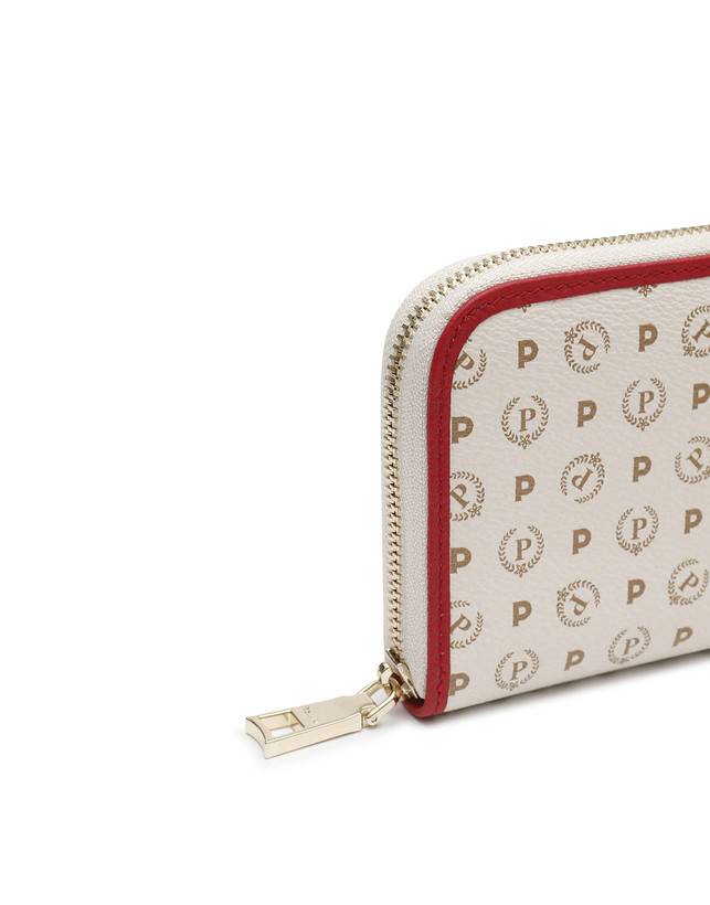 Pollini Portafoglio Zip Around Heritage Logo Classic Avorio/lacca Nuovo