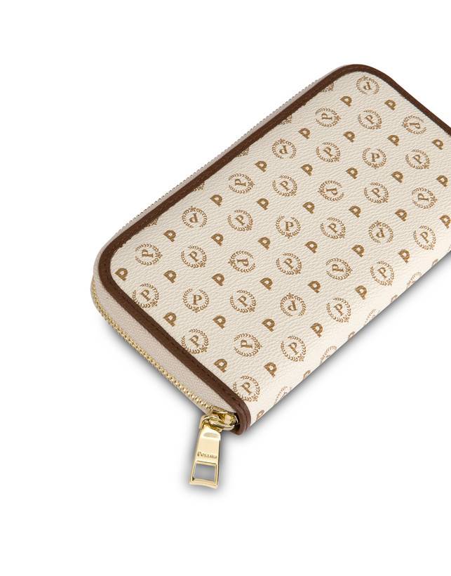 Pollini Portafoglio Zip Around Heritage Logo Classic Avorio/marrone Qualità