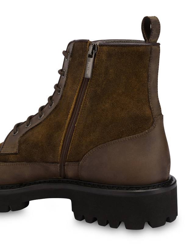 Pollini Combat Boot In Crosta E Vitello Budapest Fango/fango Acquista Ora