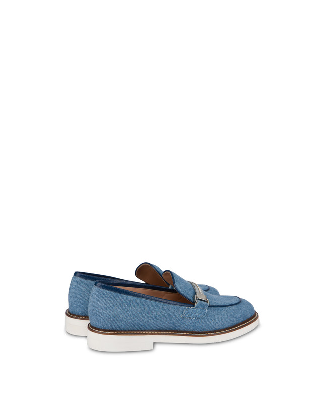 Pollini Mocassini In Tessuto Denim Mannish Denim/navy Offerta