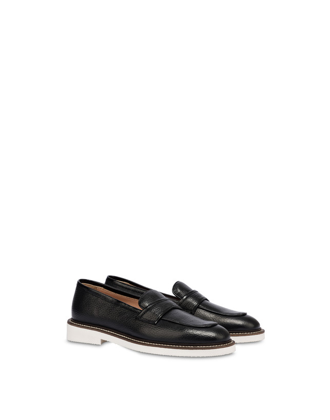 Pollini Mocassini In Vitello Mannish Nero/nero Economico