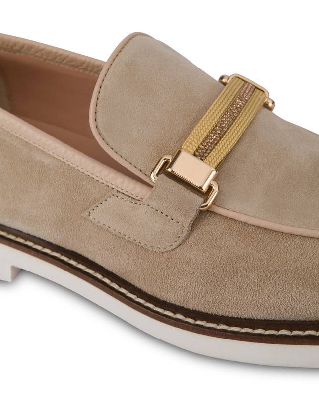 Pollini Mocassini In Vitello Mannish Sabbia/sabbia Online