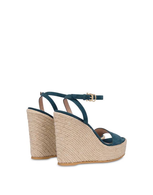 Pollini Sandalo Con Zeppa In Camoscio Playa Pavone In Vendita