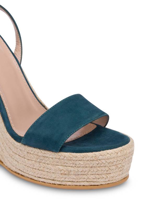 Pollini Sandalo Con Zeppa In Camoscio Playa Pavone In Vendita