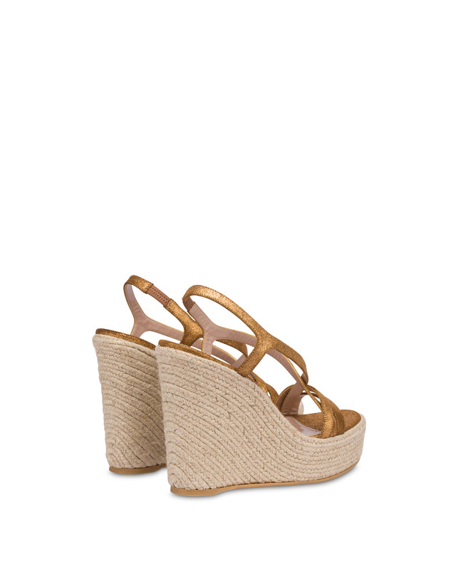 Pollini Sandalo Con Zeppa In Crosta Laminata Playa Oro Saldi