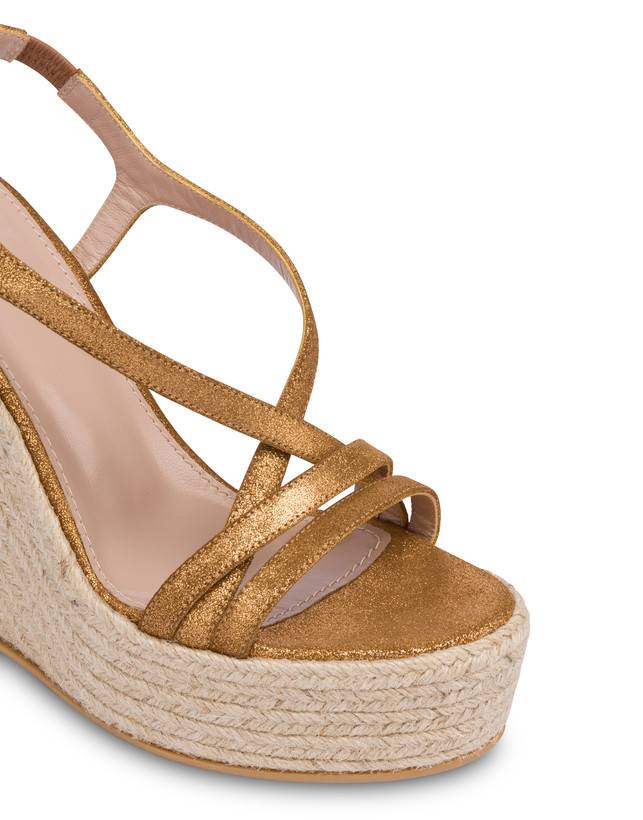 Pollini Sandalo Con Zeppa In Crosta Laminata Playa Oro Saldi