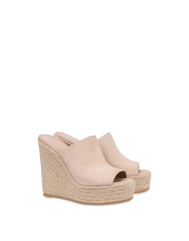 Pollini Mules Con Zeppa In Camoscio Playa Sabbia Offerte