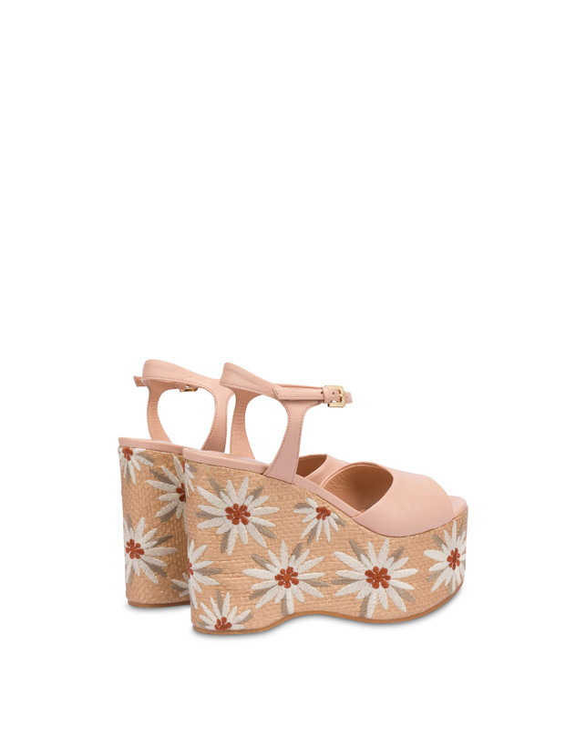 Pollini Sandali Con Zeppa Ricamata Desert Rose Nude/naturale Vendita Economica