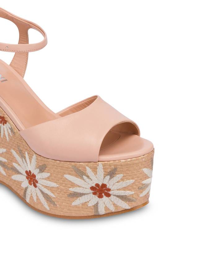 Pollini Sandali Con Zeppa Ricamata Desert Rose Nude/naturale Vendita Economica