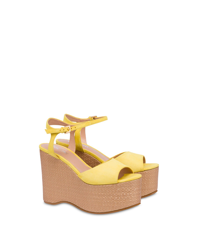 Pollini Sandali In Nappa Con Zeppa Capri Sun/naturale Saldi Di Fabbrica