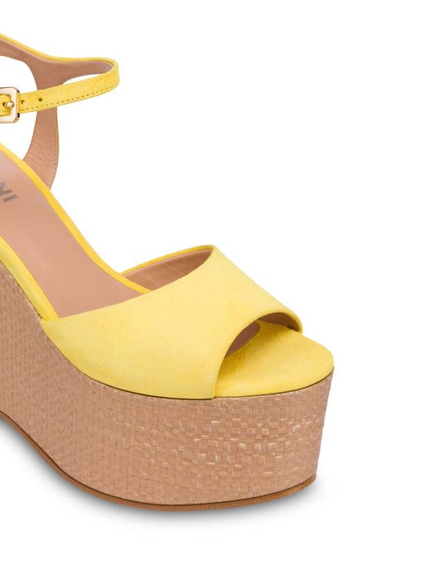Pollini Sandali In Nappa Con Zeppa Capri Sun/naturale Saldi Di Fabbrica