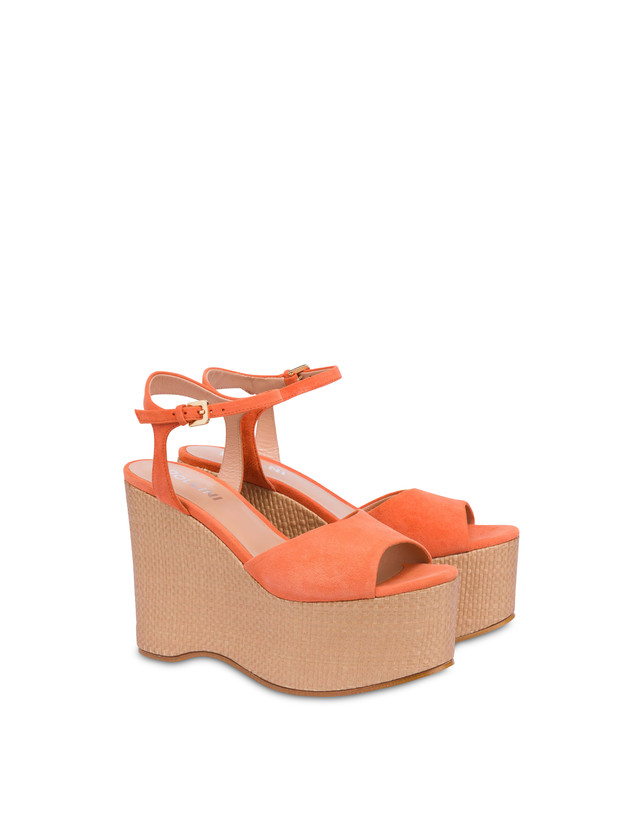 Pollini Sandali In Nappa Con Zeppa Capri Coral/naturale I Più Venduti
