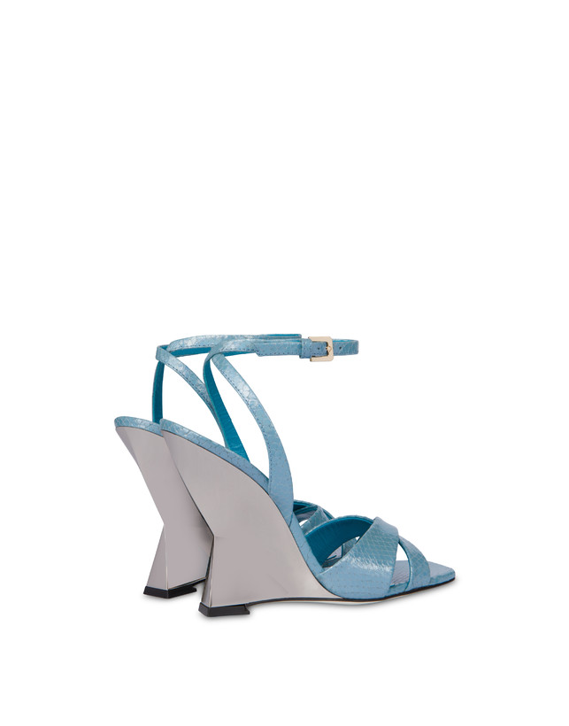 Pollini Sandali Con Zeppa Stampa Pitone Cote D'azur Pool/argento In Saldo