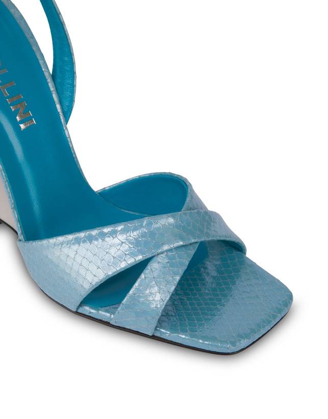 Pollini Sandali Con Zeppa Stampa Pitone Cote D'azur Pool/argento In Saldo