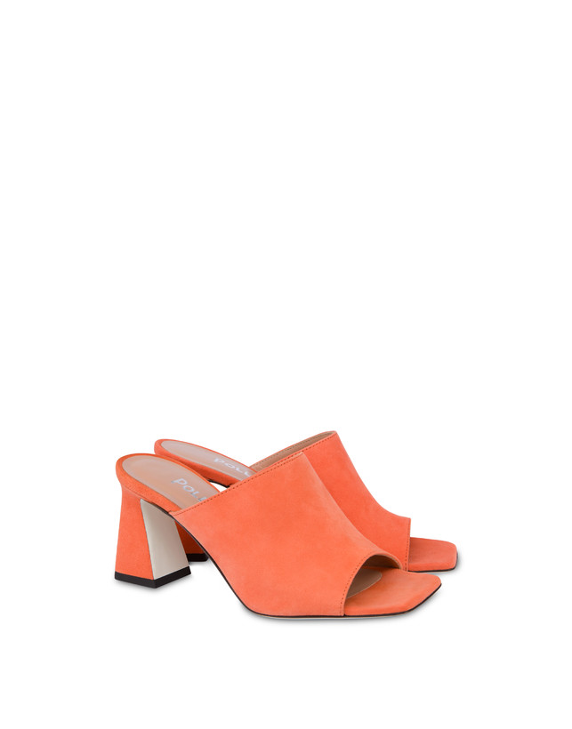 Pollini Mules Con Tacco In Camoscio Nina Coral Italia