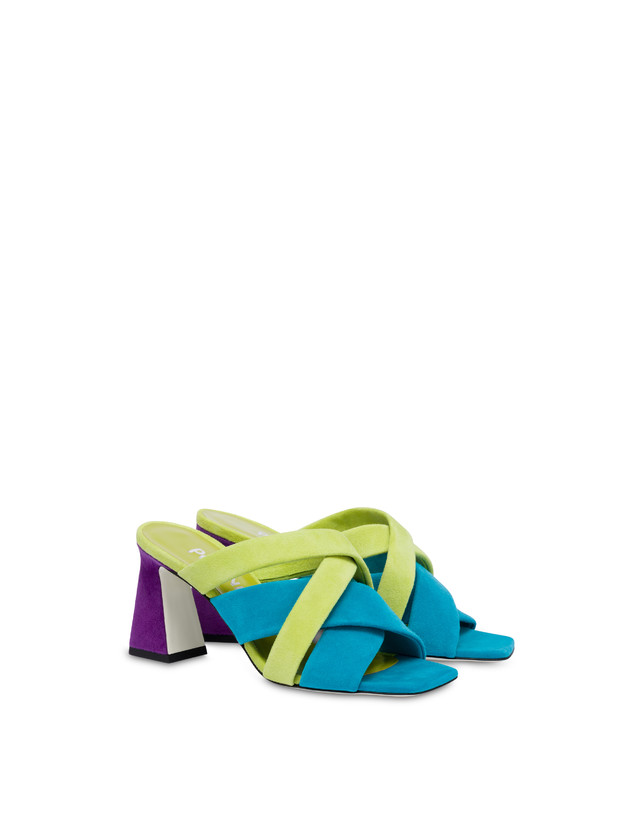Pollini Mules In Camoscio Colour Explosion Pool/apple/iris 2025