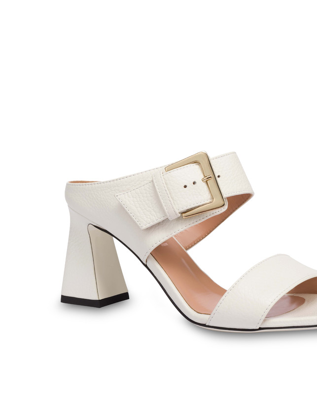 Pollini Sandali In Vitello Bottalato Con Fibbia Ethos Bianco Nuovo