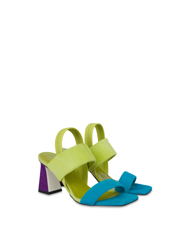 Pollini Sandali In Camoscio Color Explosion Pool/apple/iris Promozione