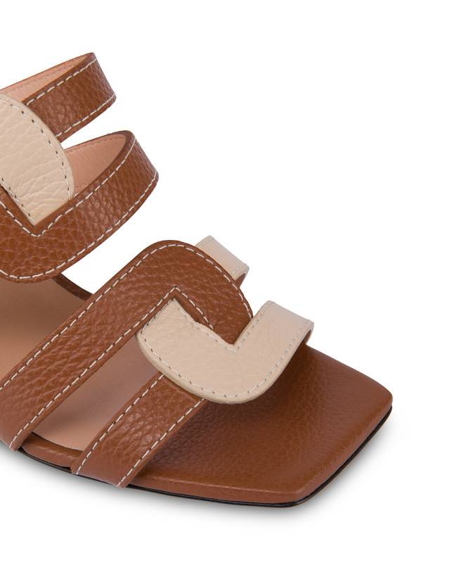 Pollini Mules Con Tacco In Vitello Interlock Wood/sabbia Pezzi Unici
