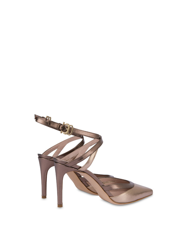 Pollini Sandali In Nappa Laminata Glam Sabbia/toffee Consegna Veloce