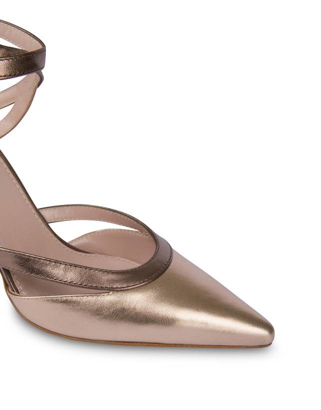 Pollini Sandali In Nappa Laminata Glam Sabbia/toffee Consegna Veloce
