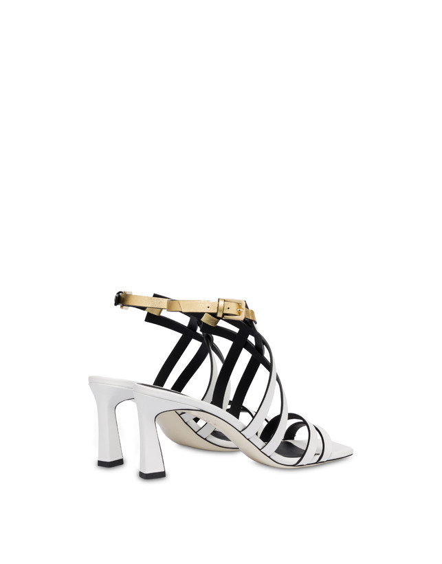 Pollini Sandali In Vitello E Nappa Laminata Incontri Bianco/oro Convenienza