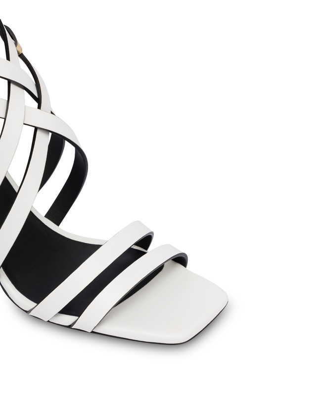 Pollini Sandali In Vitello E Nappa Laminata Incontri Bianco/oro Convenienza