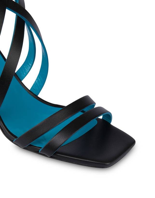 Pollini Sandali In Vitello E Nappa Laminata Incontri Nero/argento Novità