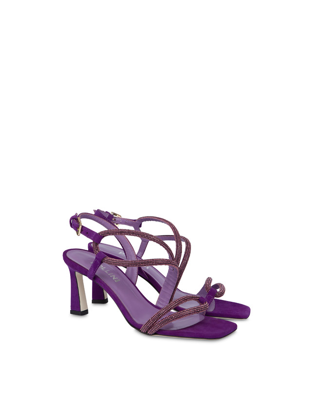 Pollini Sandali In Camoscio Con Strass Bling Bling Iris Presa