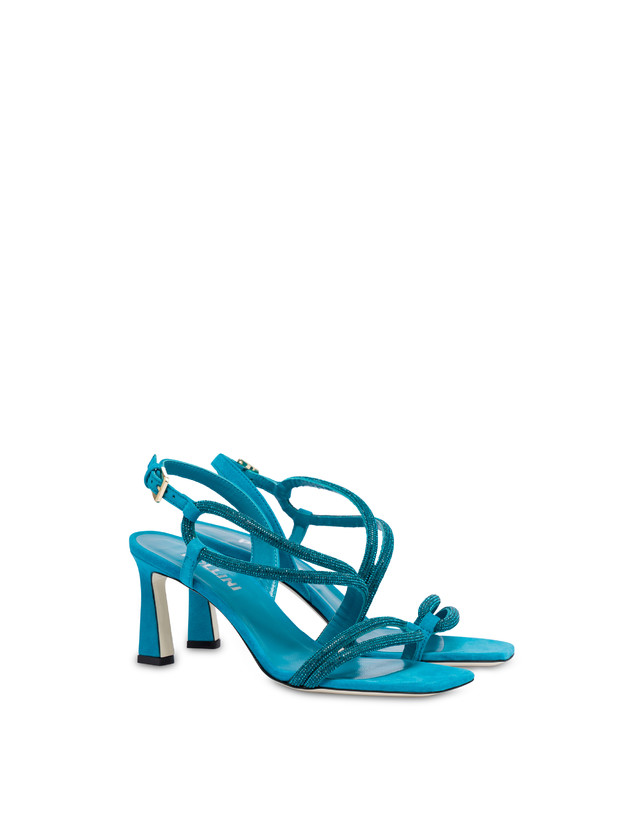 Pollini Sandali In Camoscio Con Strass Bling Bling Pool Sconto