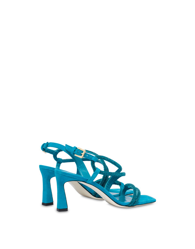 Pollini Sandali In Camoscio Con Strass Bling Bling Pool Sconto