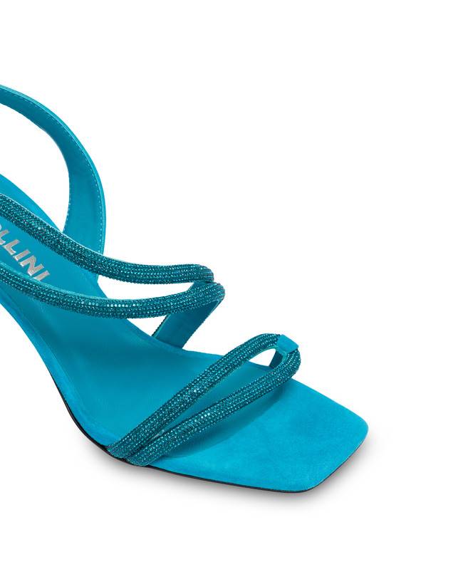 Pollini Sandali In Camoscio Con Strass Bling Bling Pool Sconto