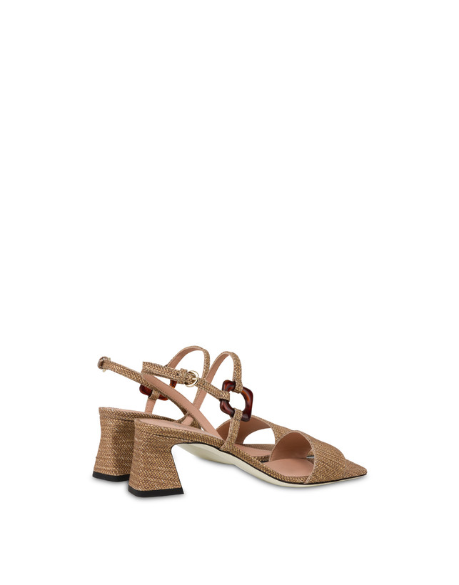 Pollini Sandali In Vitello Stampa Intreccio Between The Lines Wood-oro Saldi