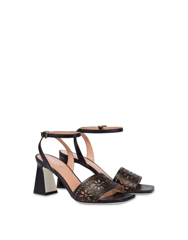 Pollini Sandali In Vitello Con Intagli Desert Rose Nero Moda