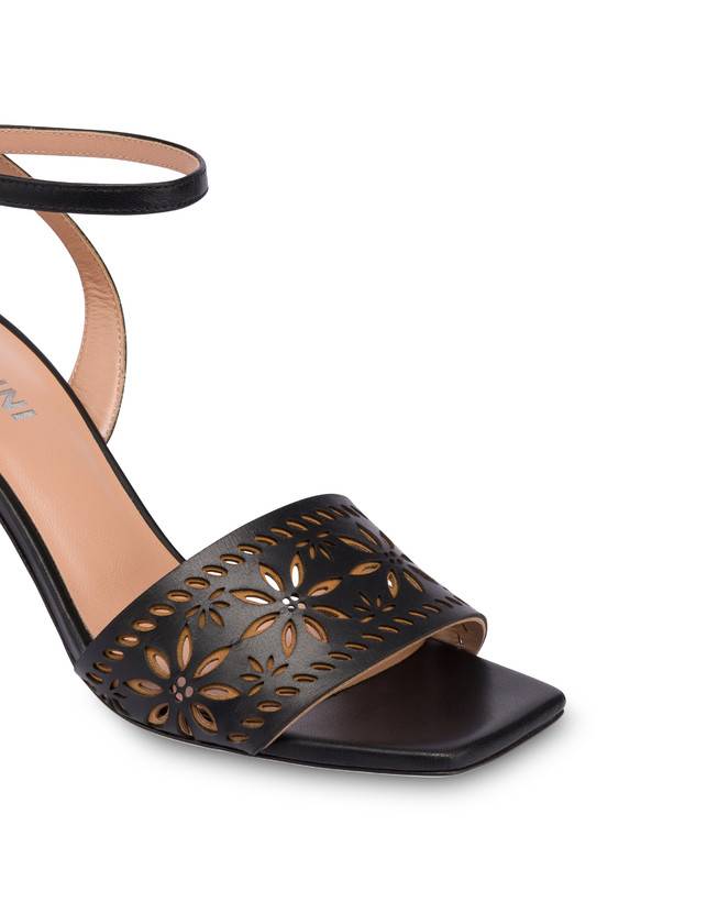 Pollini Sandali In Vitello Con Intagli Desert Rose Nero Moda