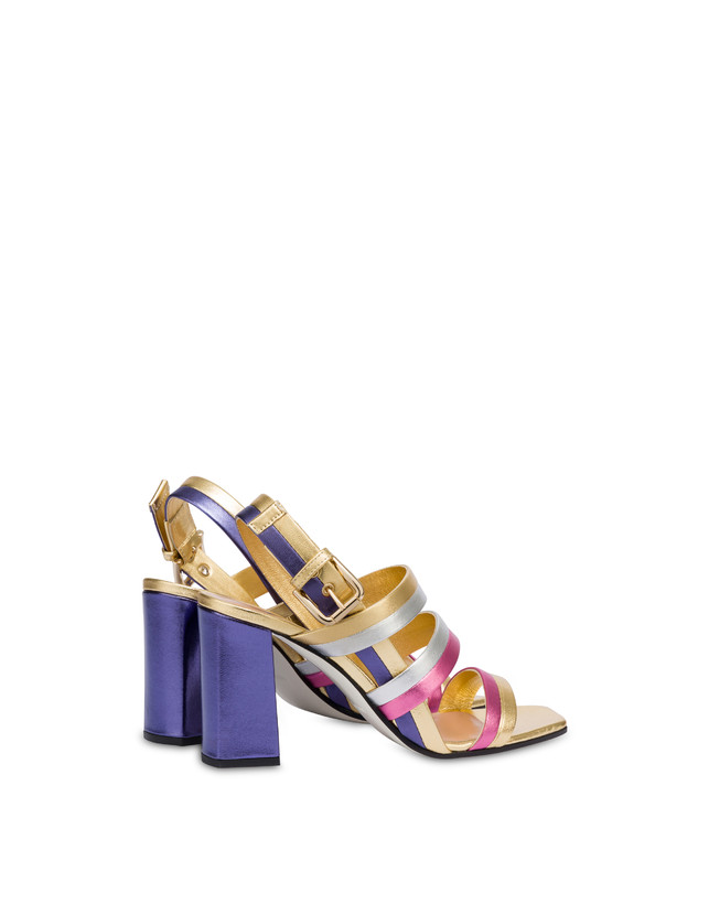 Pollini Sandali In Nappa Laminata Rainbow Oro/peonia/argento/iris 2025