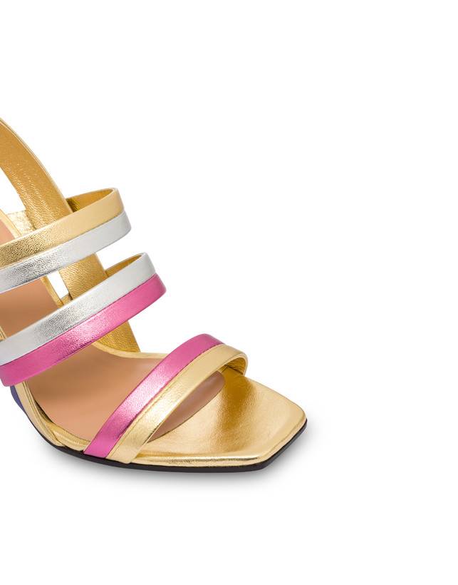 Pollini Sandali In Nappa Laminata Rainbow Oro/peonia/argento/iris 2025