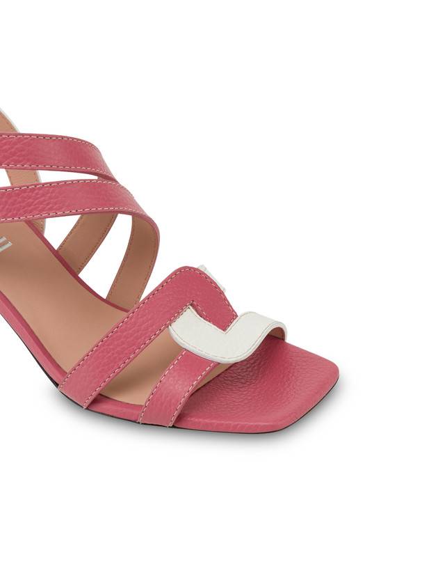 Pollini Sandali In Vitello Bicolore Interlock Peonia/bianco In Linea