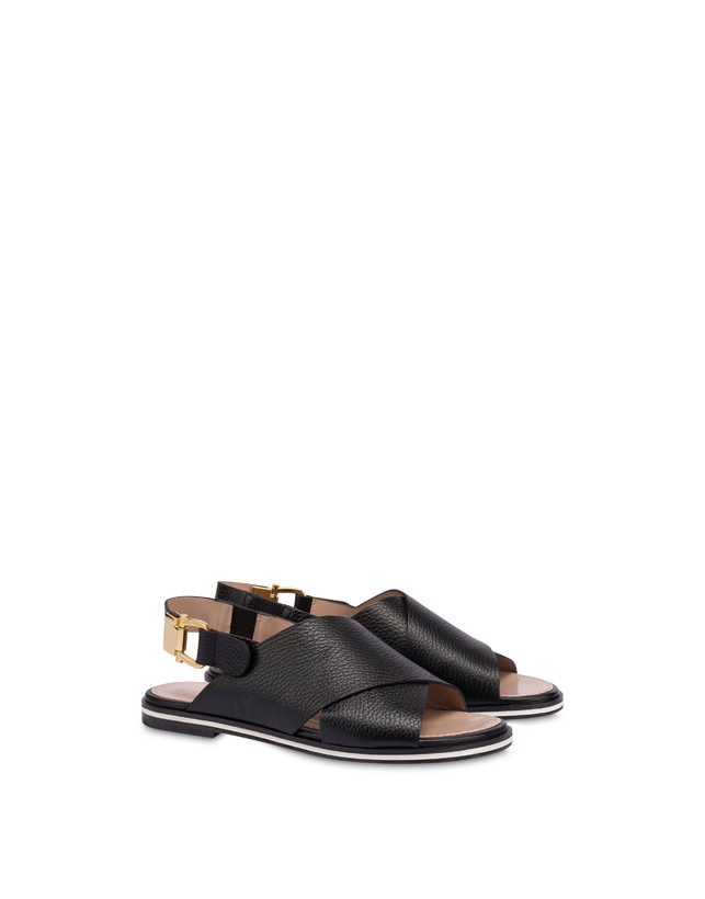 Pollini Sandali Flatform In Vitello Synthesis Nero Vendita